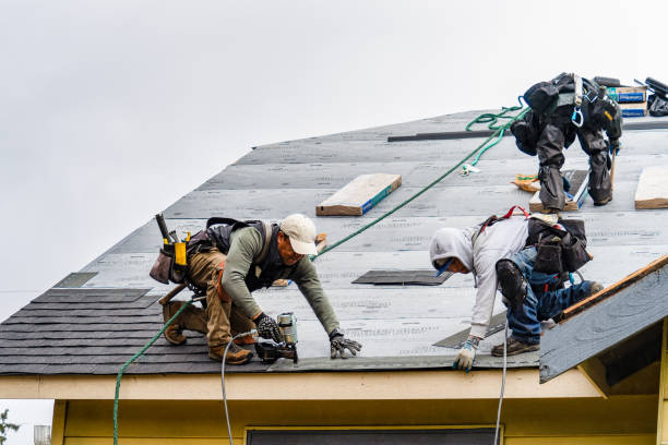 Professional Gutter Installation technician working in Rogers, CT